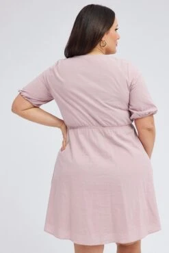 Pink Tie Front Cotton Crush Dress -You And All Fashion Store cdd25322 35ab blush 5