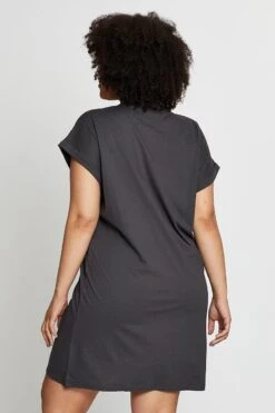 Grey Short Sleeve Graphic T-shirt Dress -You And All Fashion Store cdd25324 84lb charcoal 5 2