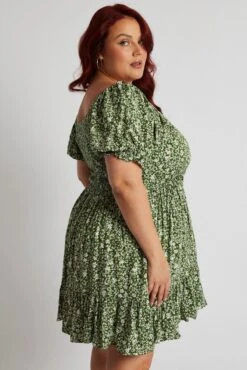 Green Tie Front Minidress -You And All Fashion Store cdd25337a 10ab ditsy 4