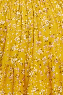 Ditsy Print Short Puff Sleeve Mustard Floral Dress -You And All Fashion Store cdd25337a 33l disty prt 6 1 1