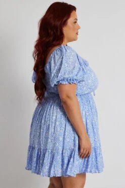 Blue Tie Front Minidress -You And All Fashion Store cdd25337c 10ab ditsy 4