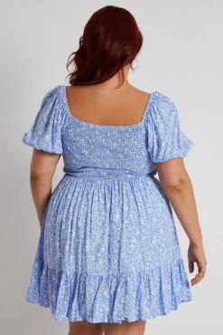 Blue Tie Front Minidress -You And All Fashion Store cdd25337c 10ab ditsy 5