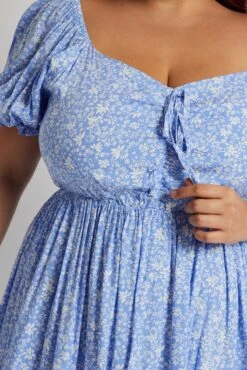 Blue Tie Front Minidress -You And All Fashion Store cdd25337c 10ab ditsy 6