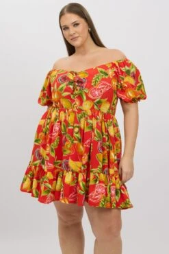 Red Abstract Drawstring Bust Holiday Fruit Print Minidress -You And All Fashion Store cdd25337e 10ab abstract 3