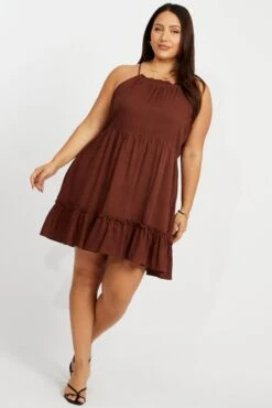 Brown Strappy Mini Dress -You And All Fashion Store cdd25346 10a brown 3