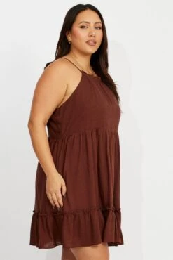 Brown Strappy Mini Dress -You And All Fashion Store cdd25346 10a brown 4