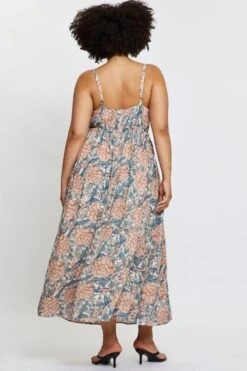 Floral Print Maxi Dress V-neck Sleeveless -You And All Fashion Store cdd25350 35lb floral prt 5