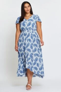 Paisley Pr Maxi Dress V-neck Short Sleeve -You And All Fashion Store cdd25357 81lb paisley pr 3
