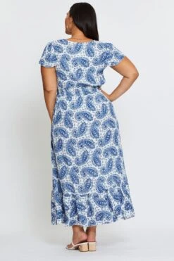 Paisley Pr Maxi Dress V-neck Short Sleeve -You And All Fashion Store cdd25357 81lb paisley pr 5