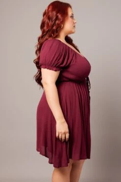 Red Crinkle Rayon Tie Front Minidress -You And All Fashion Store cdd25474s 59a burgundy 4