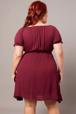 Red Crinkle Rayon Tie Front Minidress -You And All Fashion Store cdd25474s 59a burgundy 5