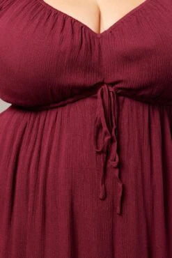 Red Crinkle Rayon Tie Front Minidress -You And All Fashion Store cdd25474s 59a burgundy 6