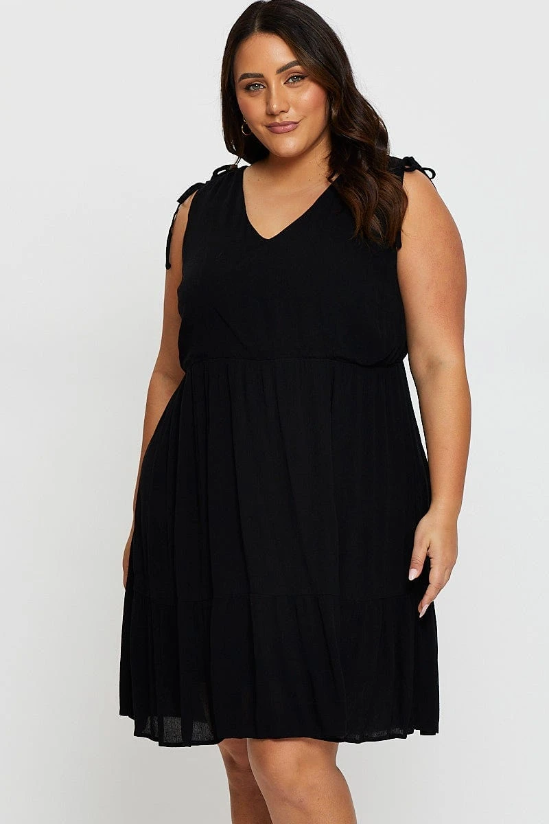 Black Skater Dress V-neck Sleeveless 3 Black Skater Dress V-neck Sleeveless - Image 3