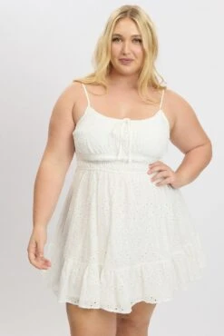 White Eyelet Cotton Shoestring Strap Minidress -You And All Fashion Store cdd2550 35ab white 3