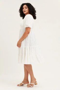 White Midi Dress Square Neck Short Sleeve -You And All Fashion Store cdd25533 35ab white 4