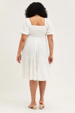 White Midi Dress Square Neck Short Sleeve -You And All Fashion Store cdd25533 35ab white 5