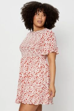 Floral Print Skater Dress Round Neck Short Sleeve -You And All Fashion Store cdd25546a 36lb floral prt 4 2
