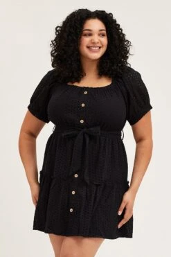 Black Mini Dress Off Shoulder Short Sleeve Lace -You And All Fashion Store cdd25551 35l black 3