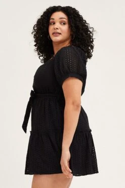 Black Mini Dress Off Shoulder Short Sleeve Lace -You And All Fashion Store cdd25551 35l black 4