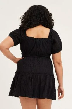 Black Mini Dress Off Shoulder Short Sleeve Lace -You And All Fashion Store cdd25551 35l black 5