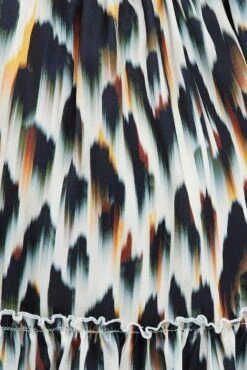 Multi Animal Print Mini Dress Gather Front Abstract Leopard Satin -You And All Fashion Store cdd25651a 33a animal pri 6