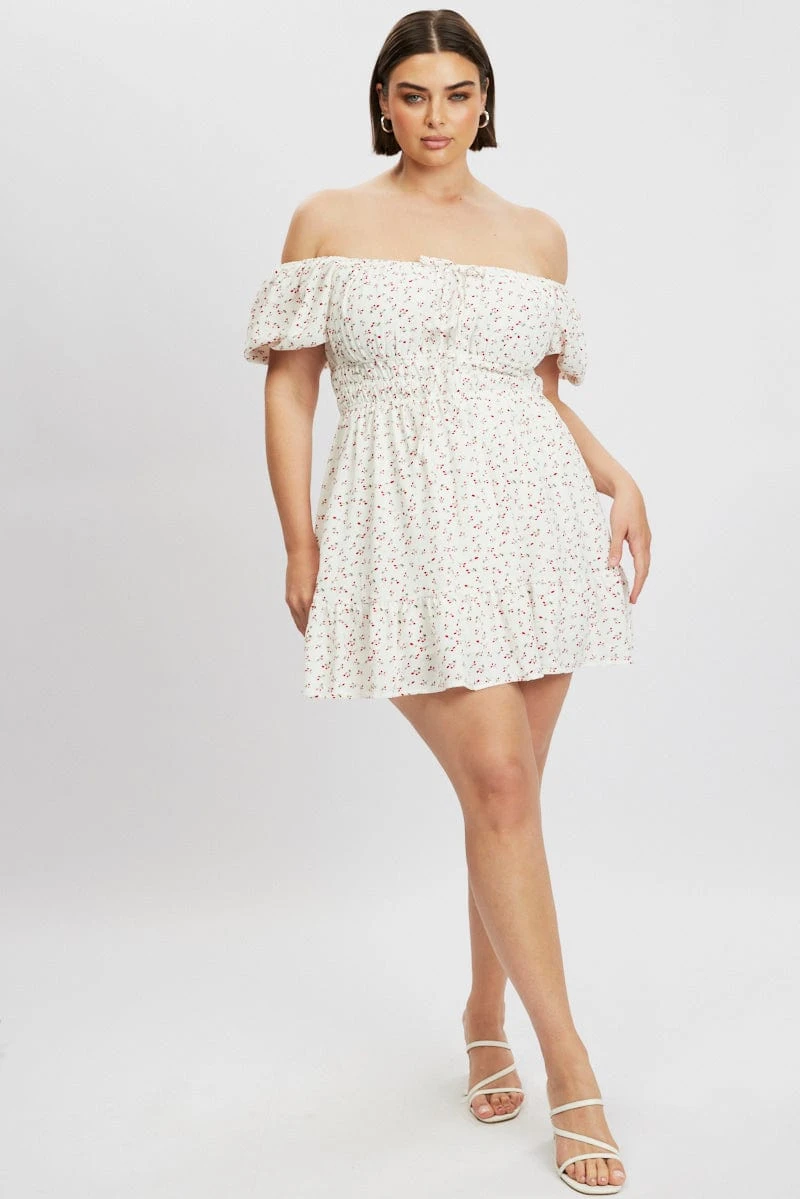 Red Ditsy Elastic Waist Frill Hem Tie Front Minidress 2 Red Ditsy Elastic Waist Frill Hem Tie Front Minidress - Image 2