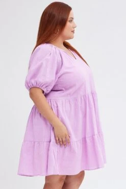 Purple Mini Dress Easy Shirt Collar Half Sleeve -You And All Fashion Store cdd25764b 42a lilac 4