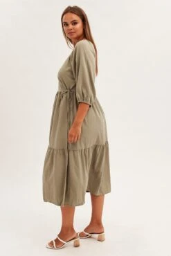 Green Maxi Dress Wrap Short Sleeve -You And All Fashion Store cdd25767 46ab khaki 5