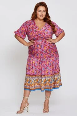 Boho Print Short Sleeve Skater Dress -You And All Fashion Store cdd25768 33lb boho prt 3 1