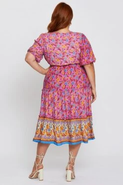 Boho Print Short Sleeve Skater Dress -You And All Fashion Store cdd25768 33lb boho prt 5 1