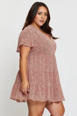 Animal Print Skater Dress V-neck Short Sleeve -You And All Fashion Store cdd25778c 46lb animal prt 4 1 1