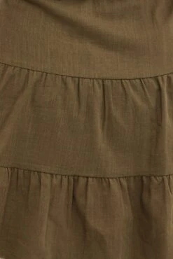 Green Skater Dress V-neck Short Sleeve Button -You And All Fashion Store cdd25780 47l khaki 6