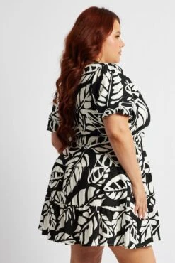 Black Abstract Shirt Dress Short Sleeve Linen Blend -You And All Fashion Store cdd25780e 47rb abstract 4