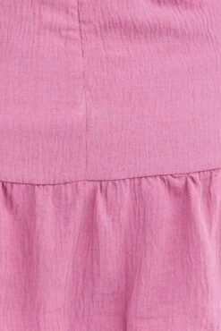 Pink Mini Dress Short Puff Sleeve Textured Waist Tie 11 Pink Mini Dress Short Puff Sleeve Textured Waist Tie -You And All Fashion Store cdd25794 36ab rose 6