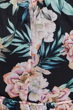 Black Shirred Chiffon Knee Dress -You And All Fashion Store cdd25808a 35ab floral 6