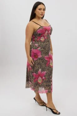 Multi Animal Print Mesh Leopard And Floral Bodycon Trim Dress -You And All Fashion Store cdd25825a 84ab animal pri 4