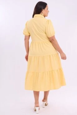 Yellow Midi Dress Short Sleeve Shirt -You And All Fashion Store cdd25881al 47rb yellow 5