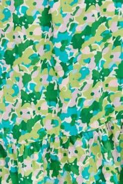 Green Floral Midi Dress Puff Sleeve Tie Front Rayon -You And All Fashion Store cdd25894 46ab floral 6