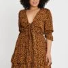 Geo Print Front Tied Dress