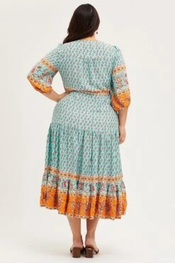 Boho Print Maxi Dress V-neck Long Sleeve -You And All Fashion Store cdd27009 38ab boho prt 5