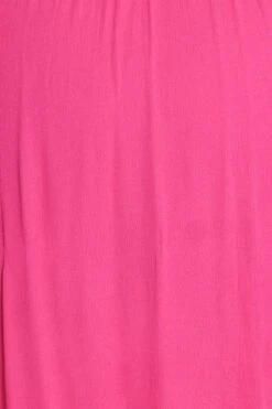 Hot Pink Maxi Dress Scoop Neck Short Sleeve Front Split -You And All Fashion Store cdd27019 35lb h pink 6 1
