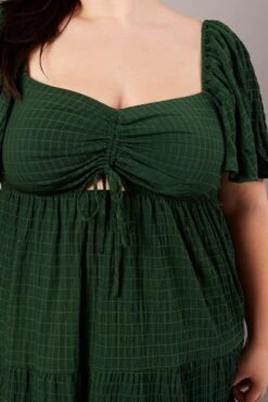 Green Midi Dress Short Sleeve Textured -You And All Fashion Store cdd2768 81rb forest 6