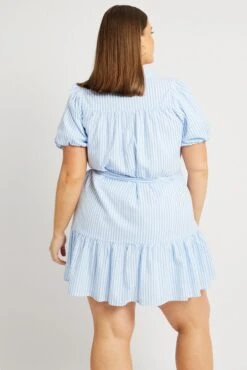 Blue Stripe Shirt Dress -You And All Fashion Store cdd2901s 35ab stripe 5