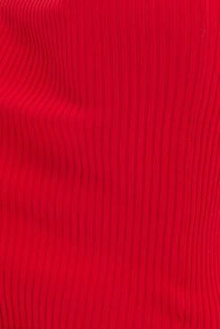 Red Knit Dress Lace Up Front Long Sleeve Rib -You And All Fashion Store cdd2993d 40ab red 6