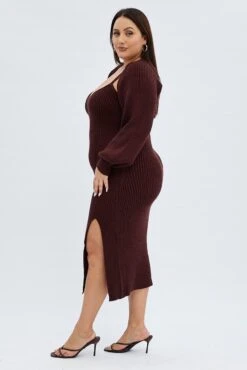Brown Knit Dress Midi Shrug -You And All Fashion Store cdd3029 45r chocolate 4