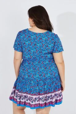 Blue Boho Fit And Flare Dress V-neck Mini Dress -You And All Fashion Store cdd3059i 33rb boho 5