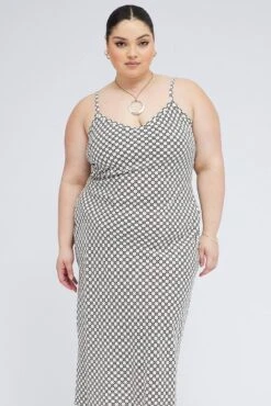 Brown Geo Midi Slip Dress Linen Blend -You And All Fashion Store cdd3070 36a geo 3