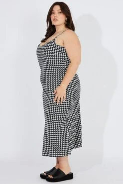 Black Geo Shoestring Strap Slip Maxidress -You And All Fashion Store cdd3070al 36a geo 4