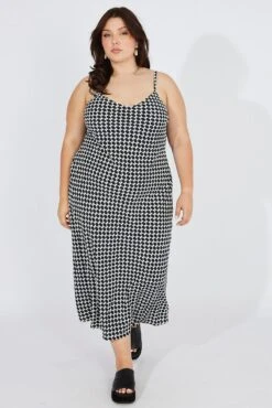 Black Geo Shoestring Strap Slip Maxidress -You And All Fashion Store cdd3070al 36a geo 6