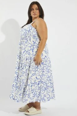 Blue Abstract Maxidress Shirred Back Tiered -You And All Fashion Store cdd3151a 47ab abstract 4